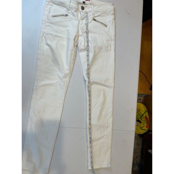 CAbi Womens Jeans Skinny Ankle 5306 Light Wash Moto Zipper Low Rise White Size 2 - Picture 6 of 11